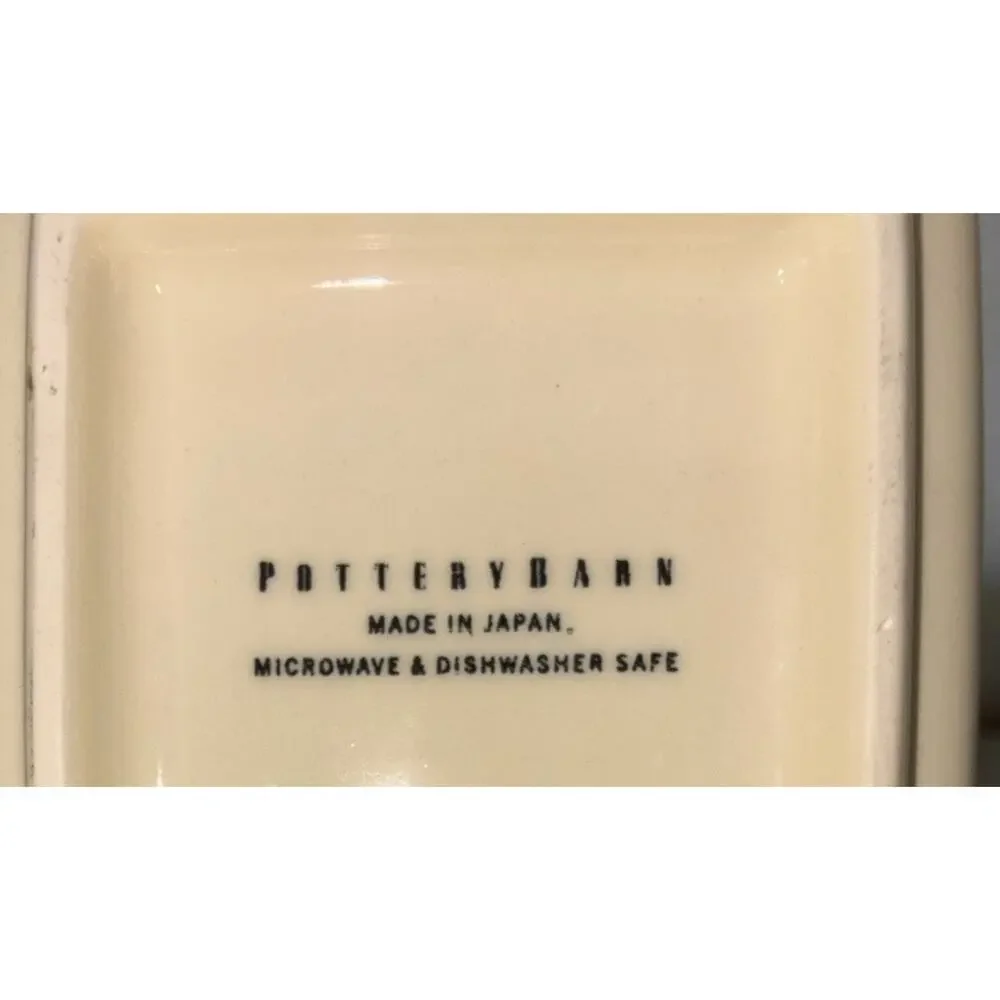 Pottery Barn Square Ramen Rice Noodle Bowl 6” Notch For Chopsticks Cream Putty